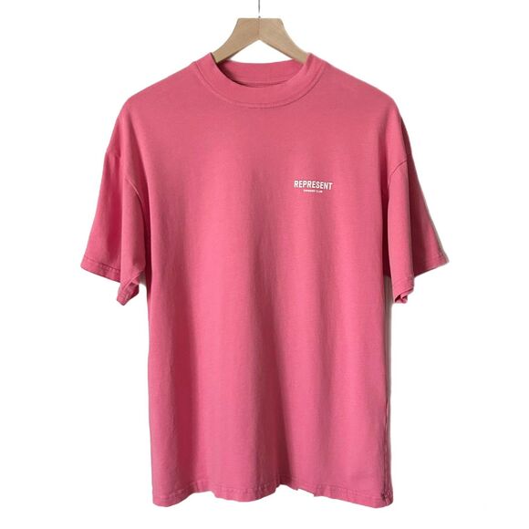 Represent Owners Club Logo Men's Cotton T-Shirt in Pink Size XS